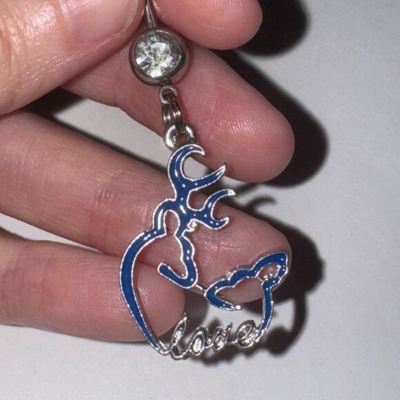 Navy Blue Buck and Doe Love Browning Dangle Belly Ring - Picture 9 of 16